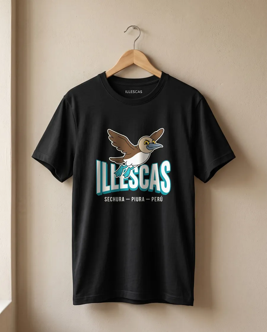 Polo - Illescas: polo negro con el diseño