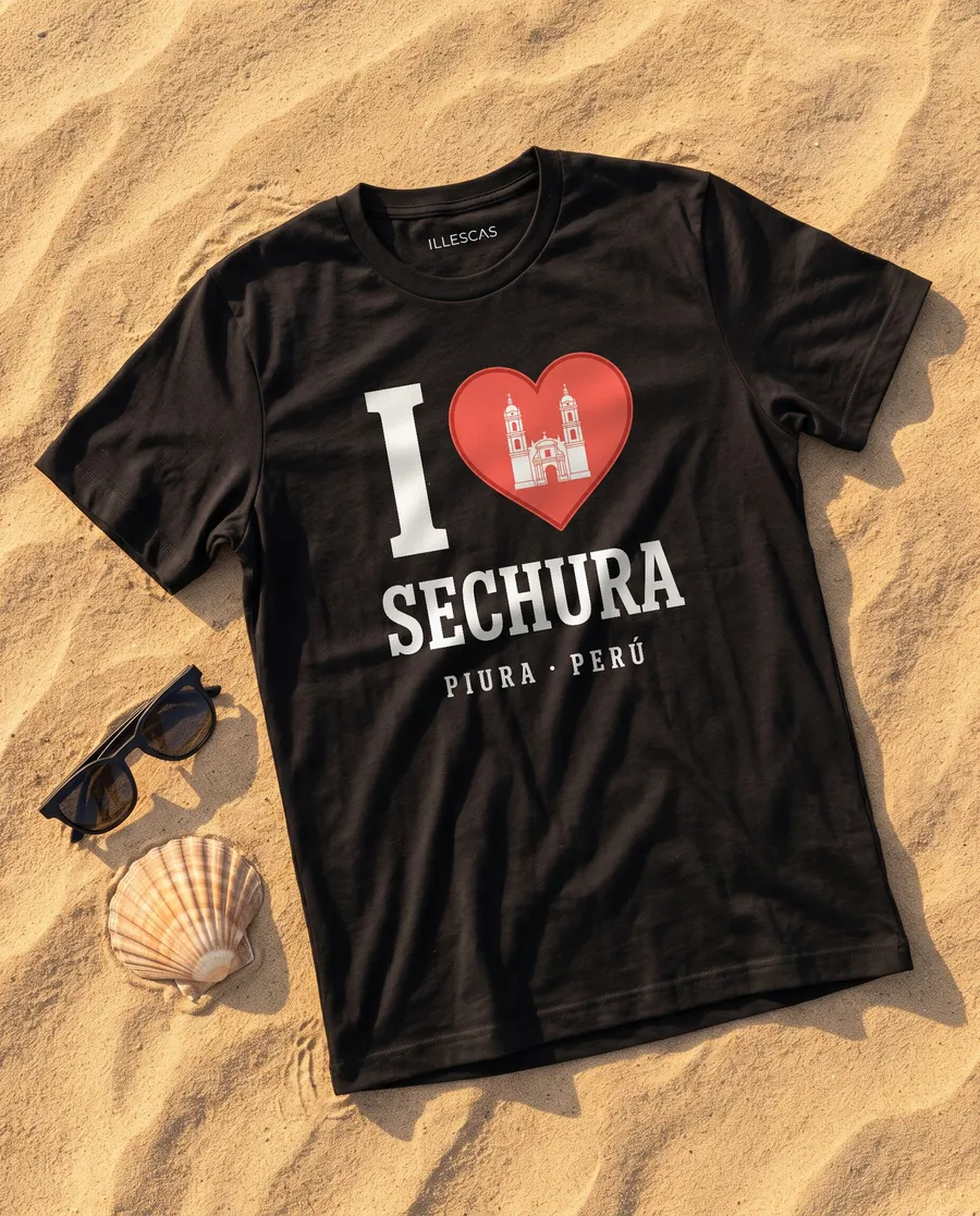 Polo - I love Sechura: polo negro con el diseño