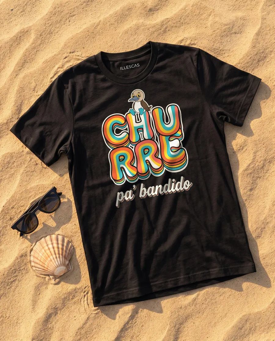 Polo - Churre pa’ bandido: polo negro con el diseño