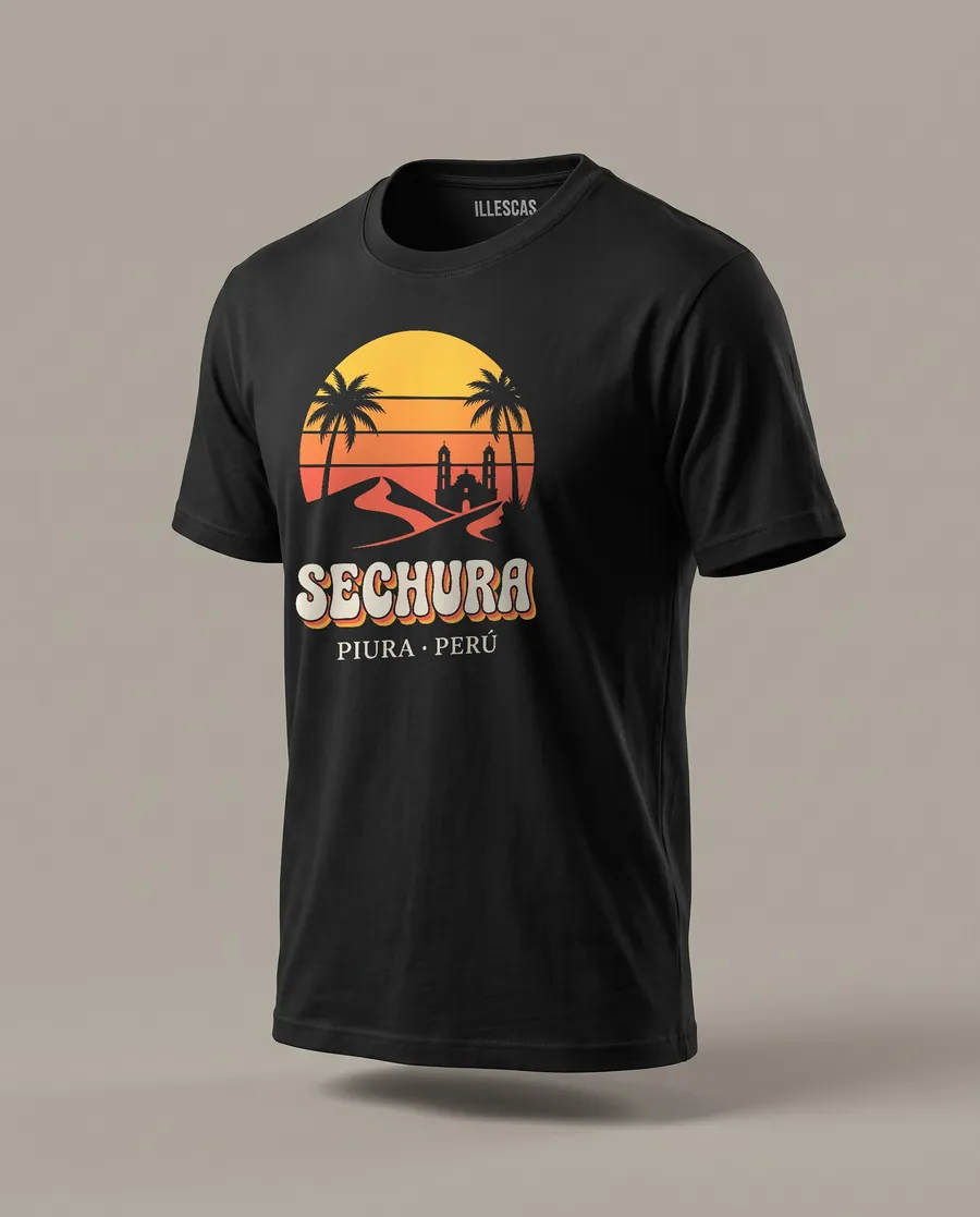 Polo - Sunset 70s: polo negro con el diseño
